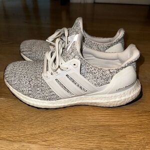 Adidas Ultra Boost White and Gray Knit Sneakers caged. Size 6 women’s